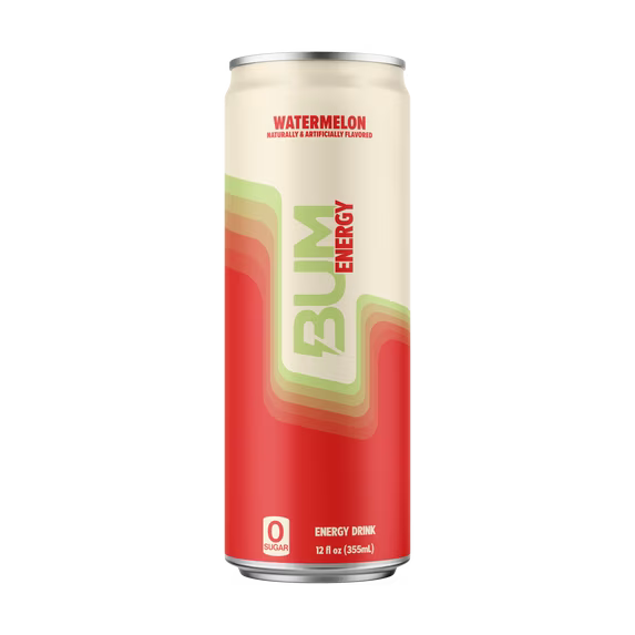 Bum Energy Watermelon Energy Drink, 112 mg Natural Caffeine, 12 fl oz Can