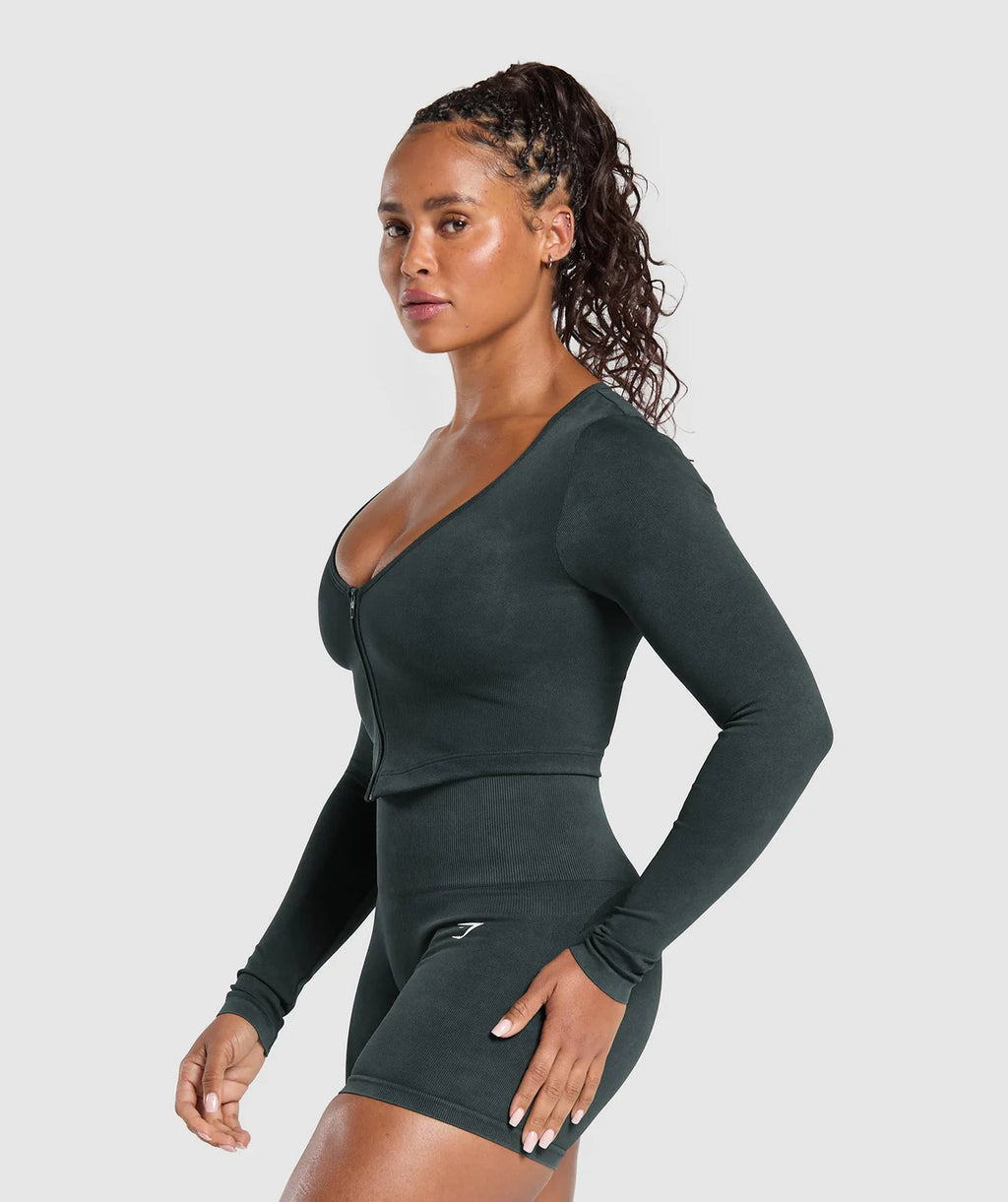 Gains Seamless Washed Zip Up Jacket Regular Fit